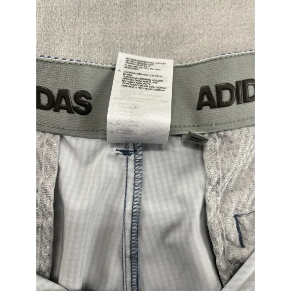 Adidas Short Men 38 Blue Checked 3 Stripes Performance Breathable Golf Casual